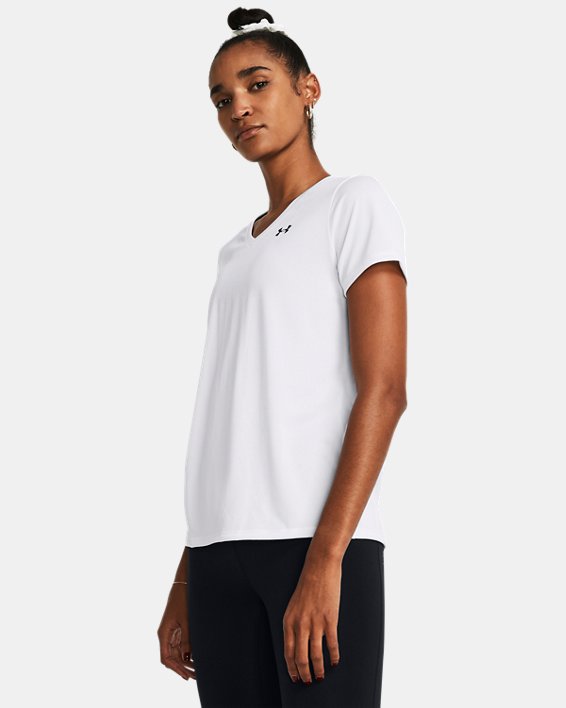 Women's UA Tech™ V-Neck Short Sleeve, White, pdpMainDesktop image number 0
